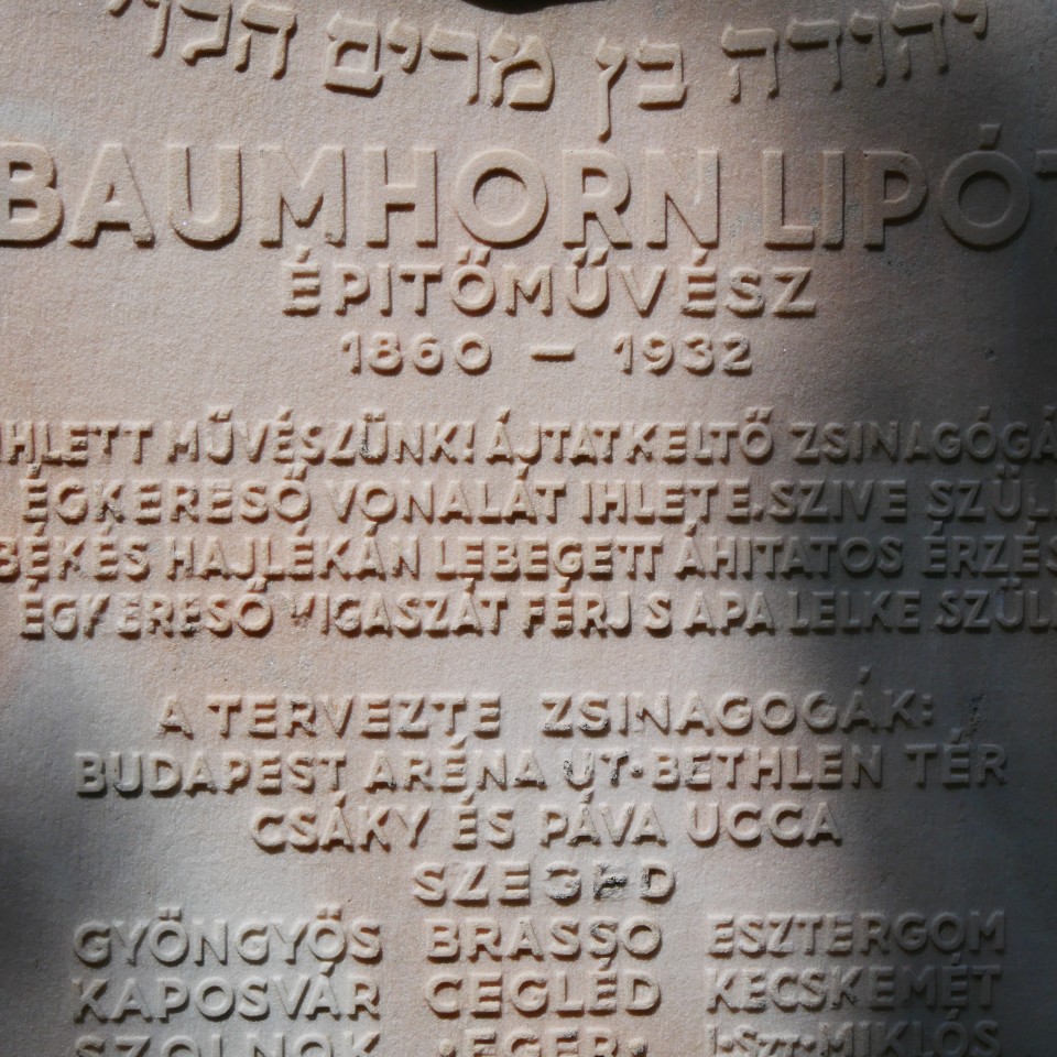 A zsinagógaépítő Baumhorn Lipótra emlékeztünk halálának 90. évfordulóján